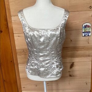 Elegant Newport News Silver Satin Women's Top